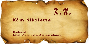 Kóhn Nikoletta névjegykártya